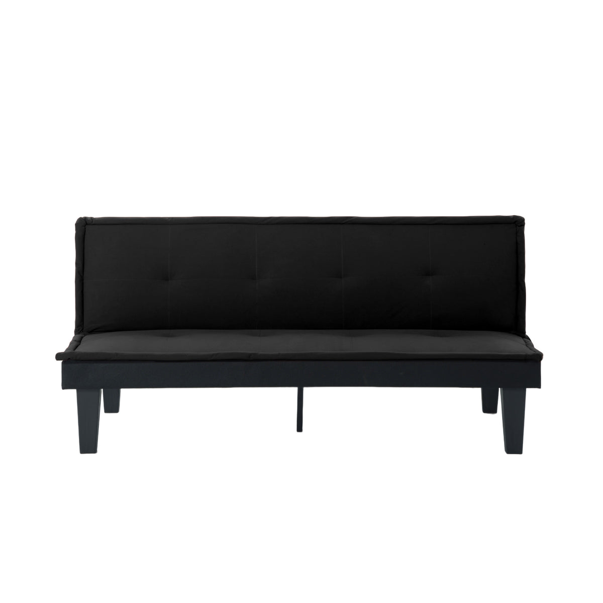 Convertible Futon Sofa Bed, 5 Adjustable Position Faux Suede 2 in 1 Foldable Couch for Small Space Living Room Bedroom (Black)