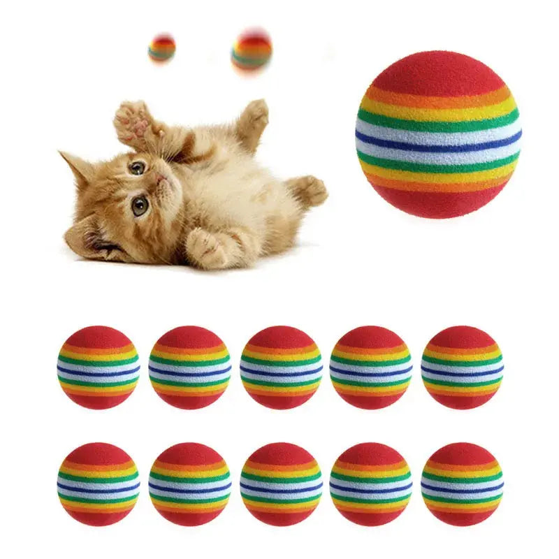 10Pcs Colorful Cat Toy Ball Interactive Cat Toys Play Chewing Rattle Scratch Natural Foam Ball Training Pet Supplies - Eloy Royal