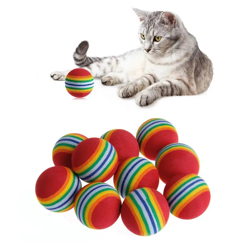 10Pcs Colorful Cat Toy Ball Interactive Cat Toys Play Chewing Rattle Scratch Natural Foam Ball Training Pet Supplies - Eloy Royal