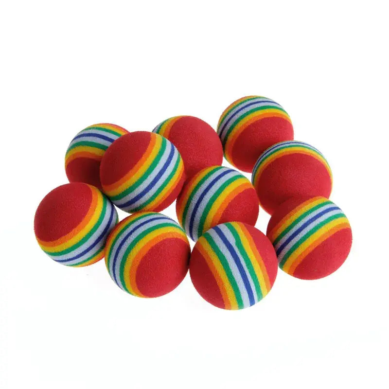 10Pcs Colorful Cat Toy Ball Interactive Cat Toys Play Chewing Rattle Scratch Natural Foam Ball Training Pet Supplies - Eloy Royal