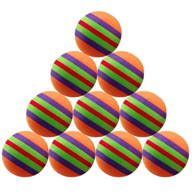 10Pcs Colorful Cat Toy Ball Interactive Cat Toys Play Chewing Rattle Scratch Natural Foam Ball Training Pet Supplies - Eloy Royal