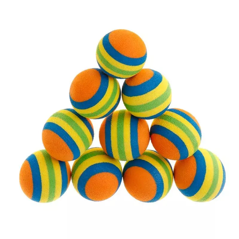 10Pcs Colorful Cat Toy Ball Interactive Cat Toys Play Chewing Rattle Scratch Natural Foam Ball Training Pet Supplies - Eloy Royal