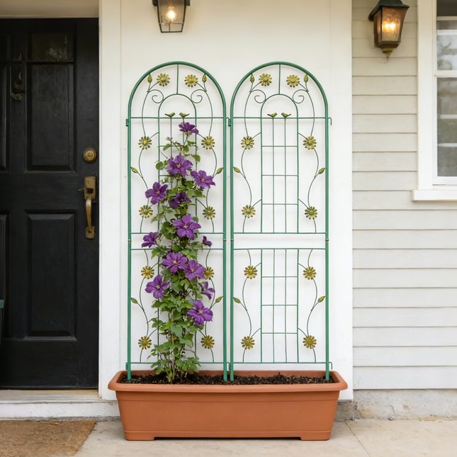 2 Pack Metal Garden Trellis 71' x 19.7' Rustproof Trellis for Climbing Plants Outdoor Flower Support Green