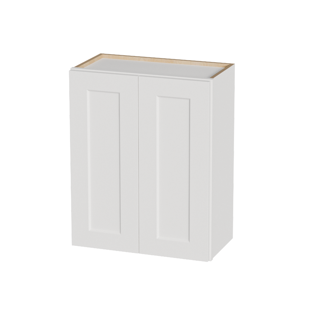 White Shaker Solid Wood Wall Cabinet with Soft-Close Doors, Adjustable Shelves - 24' Double Door Storage for Kitchen, Bathroom, Laundry, Garage (Easy Assembly, 24'W x 12'D x 30'H)