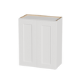 White Shaker Solid Wood Wall Cabinet with Soft-Close Doors, Adjustable Shelves - 24' Double Door Storage for Kitchen, Bathroom, Laundry, Garage (Easy Assembly, 24'W x 12'D x 30'H)