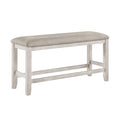 Modern Farmhouse Counter Height Dining Bench Antique White Finish Upholstered Seat Wooden Furniture 1pc