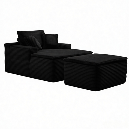 47'Extra-Large Corduroy Recliner Sofa, Upholstered Sofa Bed with Seat Cushion & Ottoman for Living Room