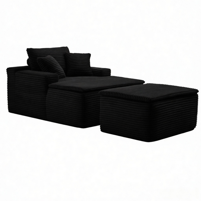 47'Extra-Large Corduroy Recliner Sofa, Upholstered Sofa Bed with Seat Cushion & Ottoman for Living Room