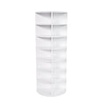 Rotating Shoe Rack Tower, 7-Tier Spinning Storage Rack, Free Standing 360° Revolving Organizer in White with Durable PVC Construction