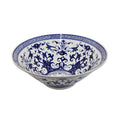 Cherry 16 Inch Decorative Bowl, Ceramic, Floral Design, Blue and White