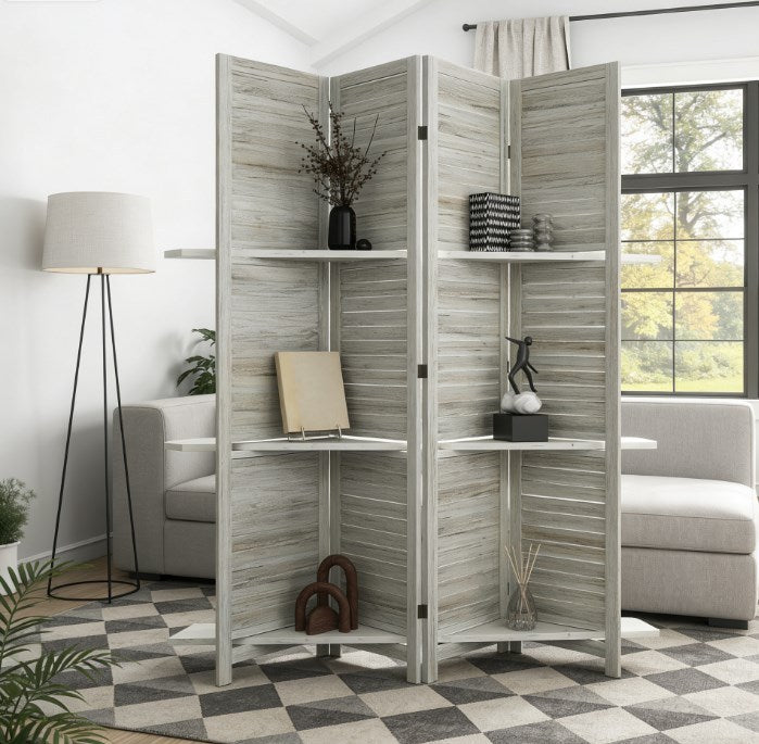 Privacy Screen Room Divider,Tall Wood Privacy Screen Room Divider with Folding Storage
