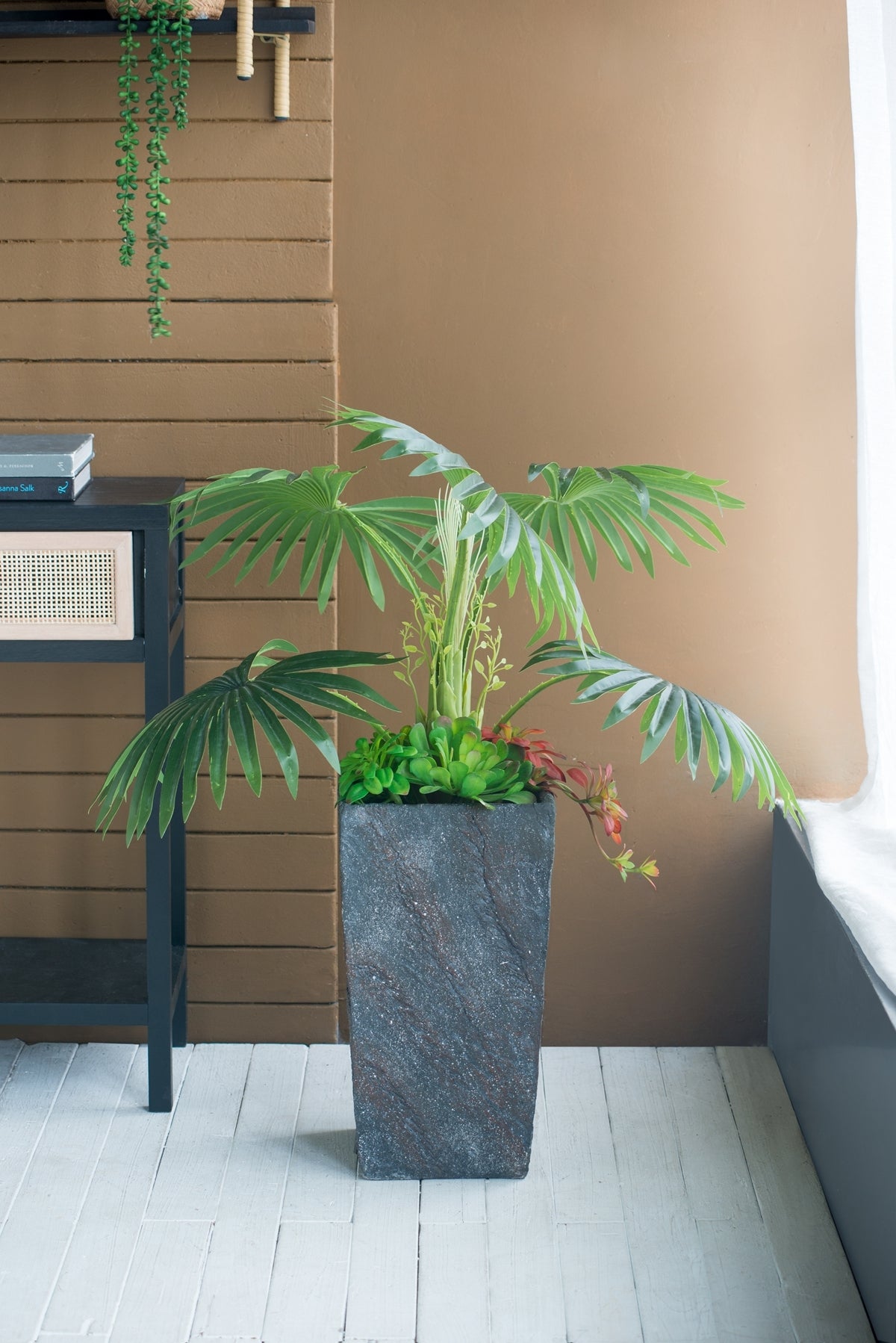 9.4x9.4x18.1' Cement Planter Large, Indoor Outdoor Garden Functional  Decor