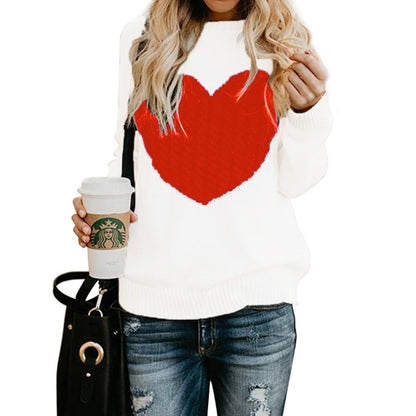 Love Printed Pullover Sweater For Women Solid Color Spring And Autumn Clothes Valentines Day