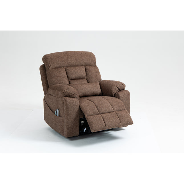 Old age electric lift chair, flat high density foam electric sofa, with heating and massage functions, can tilt to 180 degrees, 2 pocket cup holders, 2 remote controls, 4 OKIN motors