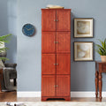72.4' Tall Storage Cabinet Tall Storage Cabinet with 8 Doors and 4 Shelves ,Bookshelf Living Room, Kitchen, Dining Room, Office  Freestanding Storage Cabinet,Cherry