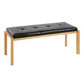 Contemporary Bench in Gold Metal and Black Faux Leather