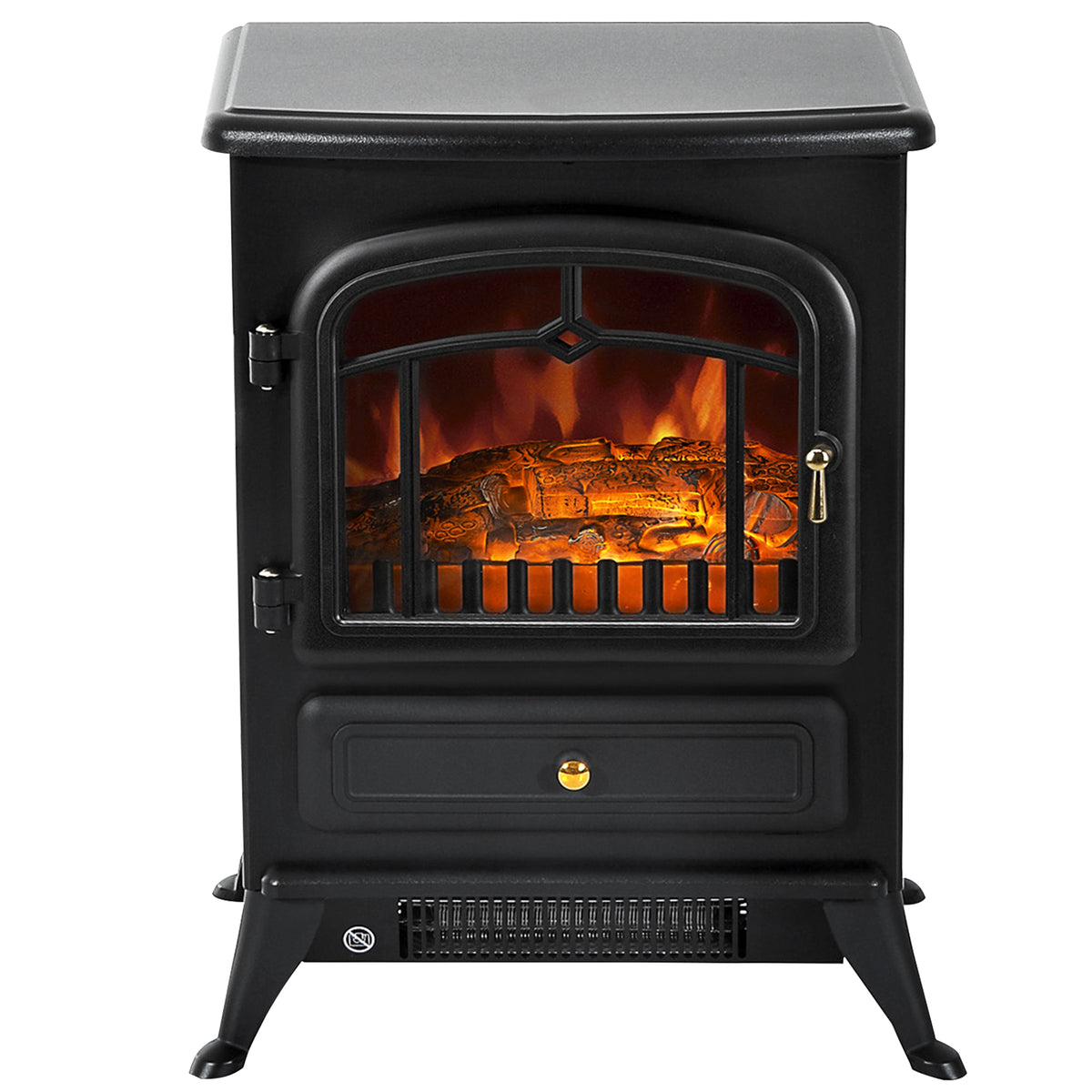 HOMCOM 22' Electric Fireplace Heater, Freestanding Fire Place Stove with Realistic LED Flames and Logs, and Overheating Protection, 750W/1500W, Black