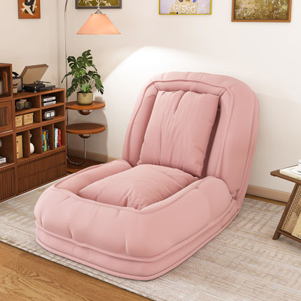 Upholstered  Human Dog Bed for Adults and Pets, Foldable Lazy Sofa Bed with 5 Adjustable Position, Includes 2 Soft Pillows for Bedroom, Living Room, Reading Corner(Pink)