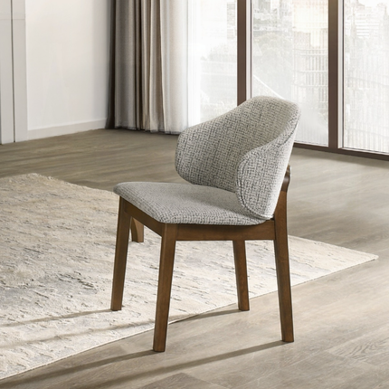 Oleia Chenille & Walnut Side Chair (Set of 2)