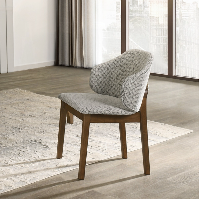 Oleia Chenille & Walnut Side Chair (Set of 2)