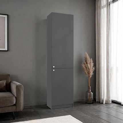 Home Tall Freestanding Bookcase with Double Doors and 5 Interior Storage Shelves, Vertical Storage Cabinet