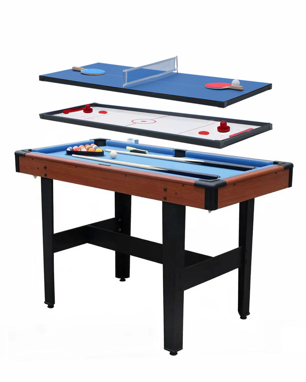 48″ Game Table - Combo Game Table Set - Billiards/Pool, Glide Hockey and Table Tennis for Home, Game Room, Friends and Family!