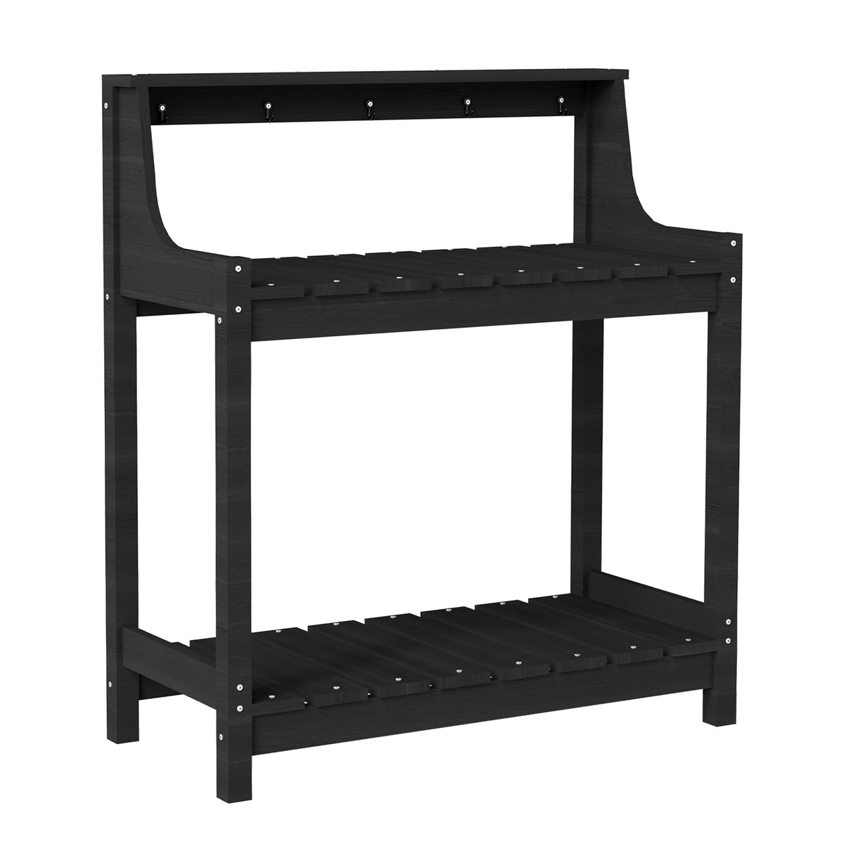 Potting Benches for Outside, HDPE Garden Potting Table All Weather, Outdoor Potting Table with Storage for Patio, Backyard, Garden, Black