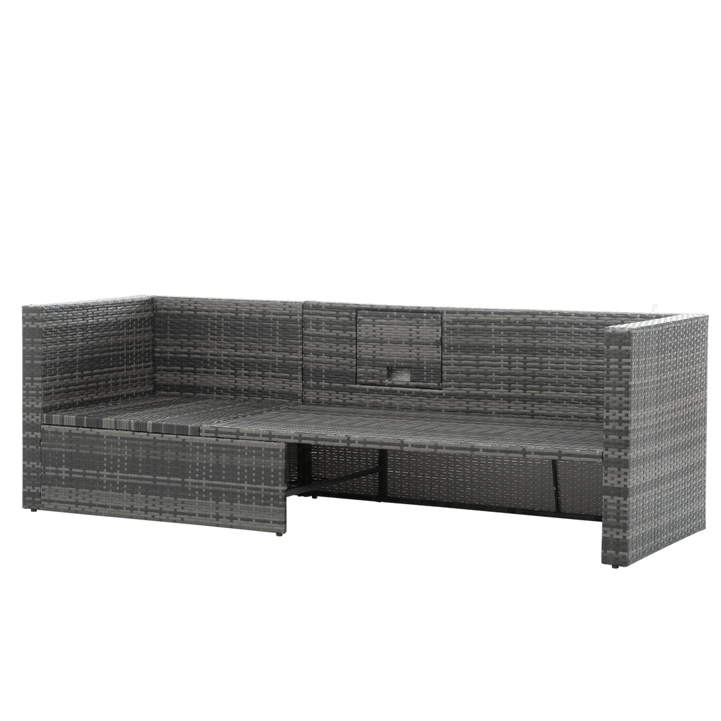 Alameda 5-Piece Wicker Set with Coffee Table, Dark Grey