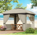 Double Roof Patio Gazebo,Elegant Design Gazebo,with Curtains,Church Windows,for Outdoor