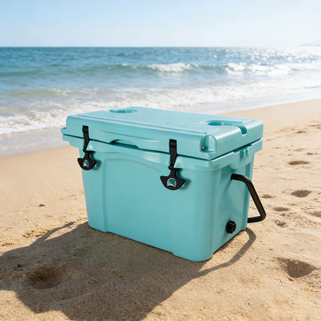 25QT Portable Cooler, Insulated Hard Cooler with Bottle Opener, Cup Holder, Forming Ruler, 5-7 Day Ice Retention, Travel, Beach, Camping, Fishing