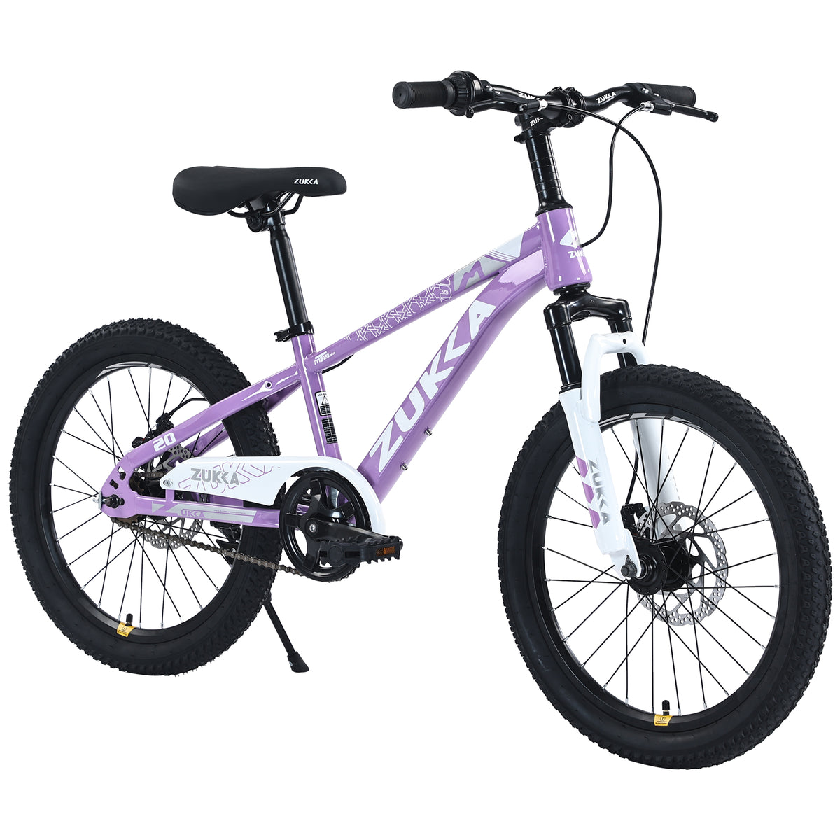 ZUKKA 20 Inch Mountain Bike for Kids Ages 7-10, Purple Steel Frame with Adjustable Saddle and Suspension Fork