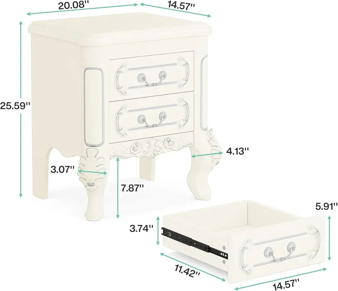 Elegant Bedside Table,Carved Nightstand,End Table,Nightstand - Eloy Royal