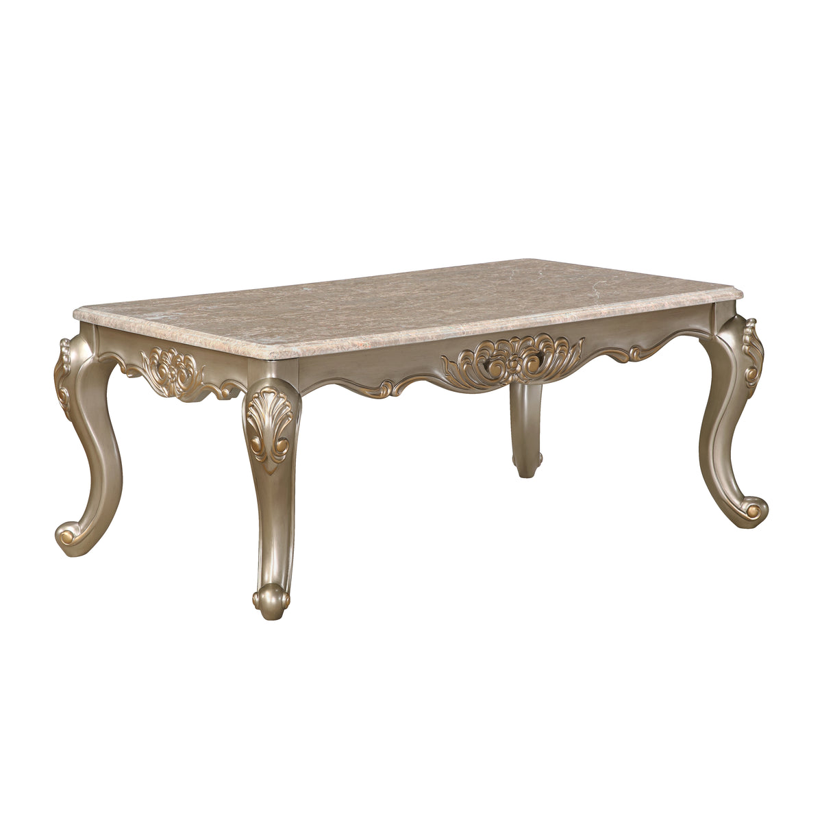 Royale Traditional Style Coffee Table Made with Wood in Champagne Gold