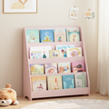 4-Tier Kids Bookshelf, Toddler Book Display Shelves, Helps Keep Bedrooms, Playrooms, and Classrooms Organized, MDF, Pink