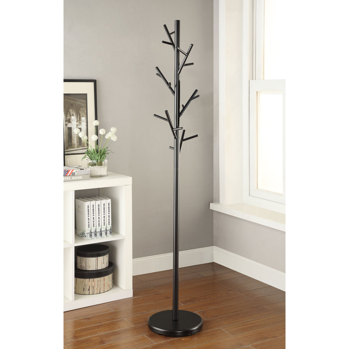 Black Coat Rack with 18 Hooks