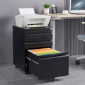 3-Drawer Mobile File Cabinet with Lock, 5 Wheels (2 Brakes + Anti-Tip),Cold Rolled Steel Fully Assembled Metal Filing Cabinet with Pen Tray & Hanging Bar for Home Office, Fits Letter/Legal/A4 Files
