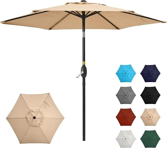 Outdoor Patio Umbrella, Patio Umbrella, Market Umbrella, Luxury Metal Pole Umbrella with Push Button Tilt and Crank, Metal Ribs, Polyester Canopy