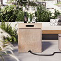 U_STYLE 15.75''Outdoor Propane Tank Cover Table with Vertical Slats,MGO Propane Holder Hideaway for 20 lb Gas Tank,Square Top Side Table with Handle Slots,Propane Not Included,Suitable for Patios