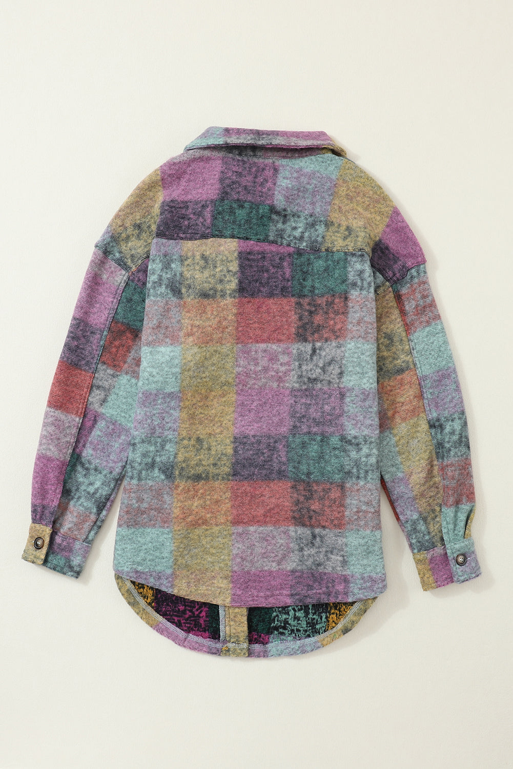 Multicolor Brushed Plaid Pocketed Oversize Shacket - Eloy Royal