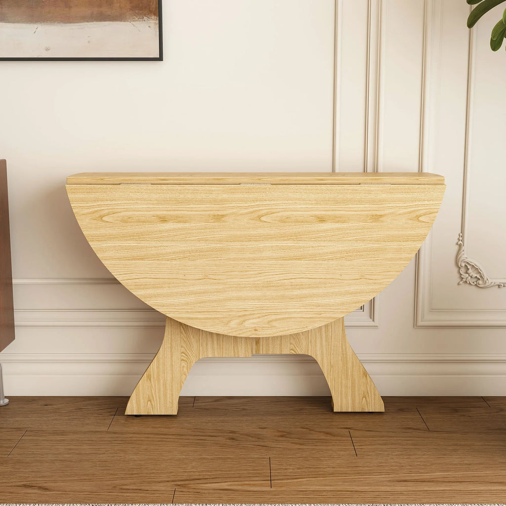 43 in Folding Dining Table for Small Spaces, MDF Table with Wild Oak Veneer, Space Saving Foldable Kitchen Table for Indoor and Outdoor Use - Eloy Royal