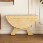 43 in Folding Dining Table for Small Spaces, MDF Table with Wild Oak Veneer, Space Saving Foldable Kitchen Table for Indoor and Outdoor Use - Eloy Royal