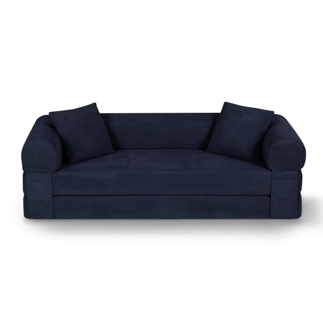Convertible Sofa Bed Couch,80 Inch Boneless Couches for Living Room,Folding Sleeper Sofa Bed Queen with Storage,Corduroy Flod Out Couch Compressed Couch in a Box,Deep Blue