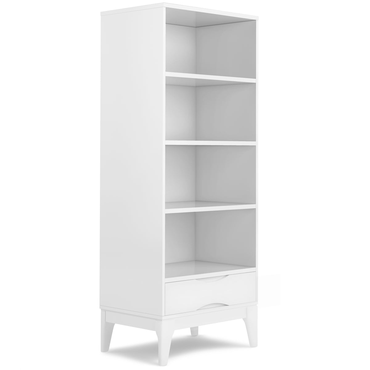 Thompson 60 inch Tall Solid Wood Bookcase with Storage in White