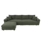 102.4 'Plush Corduroy 4-Seat Sofa,Modern Comfy Upholstered Sofa Cloud Couch,Deep Seat Couches with Soft Pillows and Movable Ottoman,Convertible Sofa Lounge Chair,for Living Room,Apartment,Office,Green - Eloy Royal