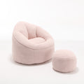 Bedding Bean Bag Sofa Chair with High-Pressure Foam and Footrest, Pink Microfiber