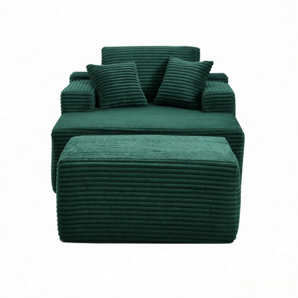 47'Extra-Large Corduroy Recliner Sofa, Upholstered Sofa Bed Indoor with Ottoman for Living Room