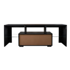 Black TV Stand with LED RGB Lights,Flat Screen TV Cabinet, Gaming Consoles - in Lounge Room, Living Room and Bedroom(Black) - Eloy Royal
