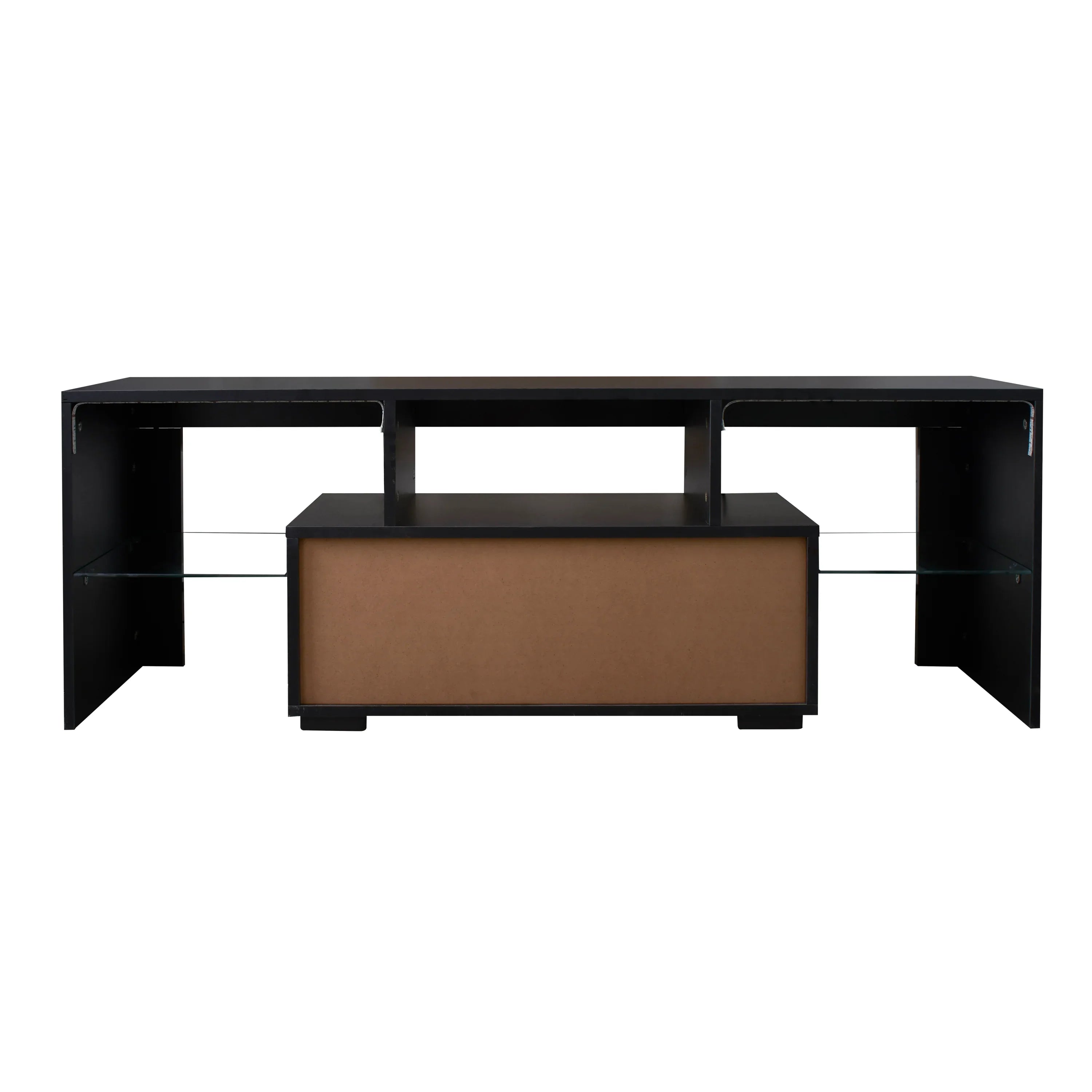 Black TV Stand with LED RGB Lights,Flat Screen TV Cabinet, Gaming Consoles - in Lounge Room, Living Room and Bedroom(Black) - Eloy Royal
