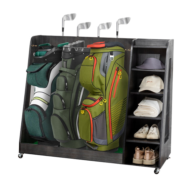 Gray Wooden Golf Bag with 3 Drawers