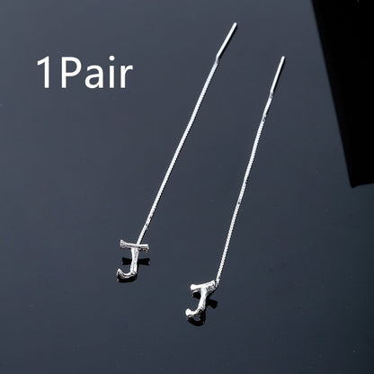 Fashion Jewelry 925 Sterling Silver 26 Letters Drop Earrings For Women Classic English Minimalism Student Earring Friends Party Jewelry Gift